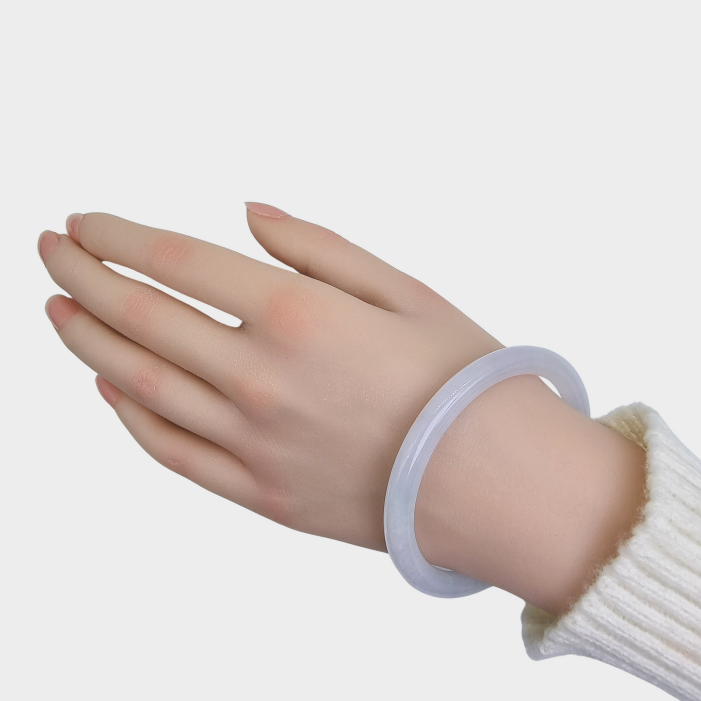 Slim Lavender with Green Jadeite Jade Bangle - 59mm Round
