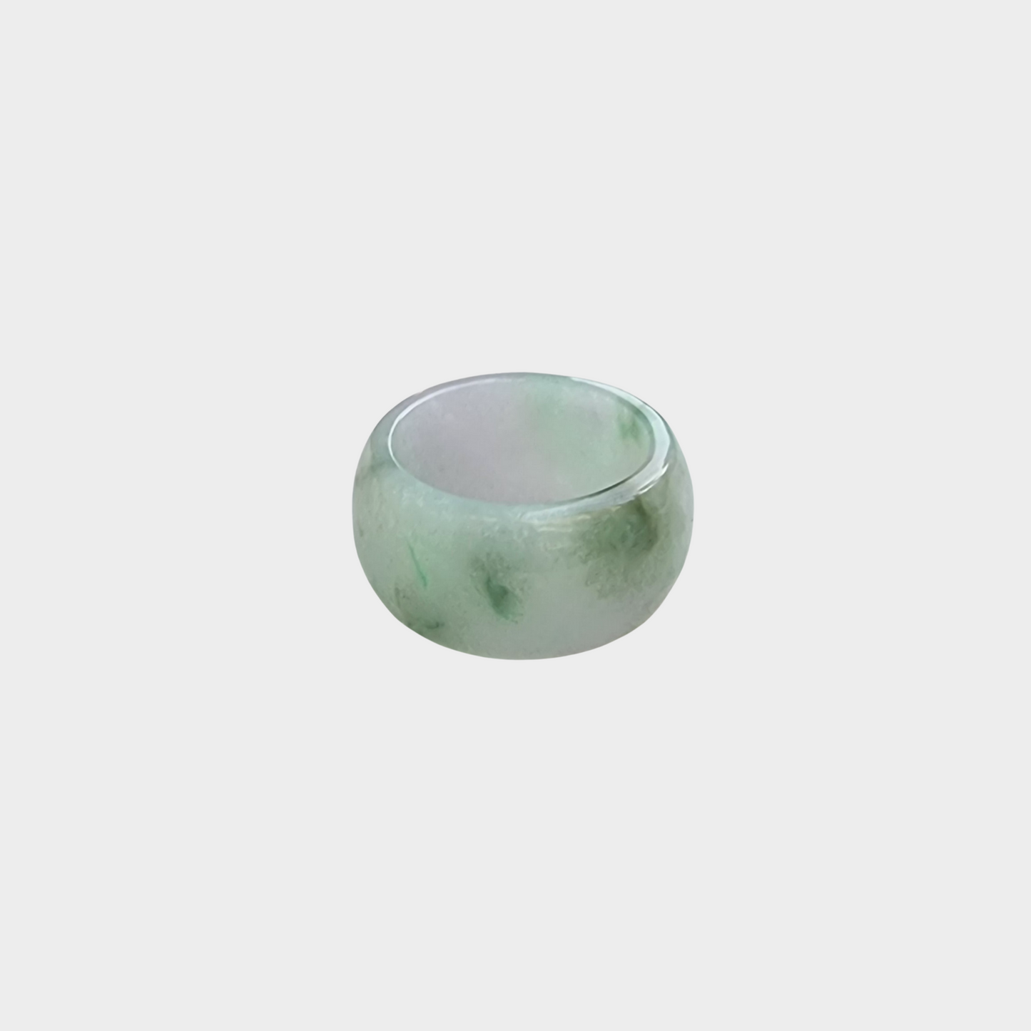 Green and White Jadeite Jade Abacus Ring