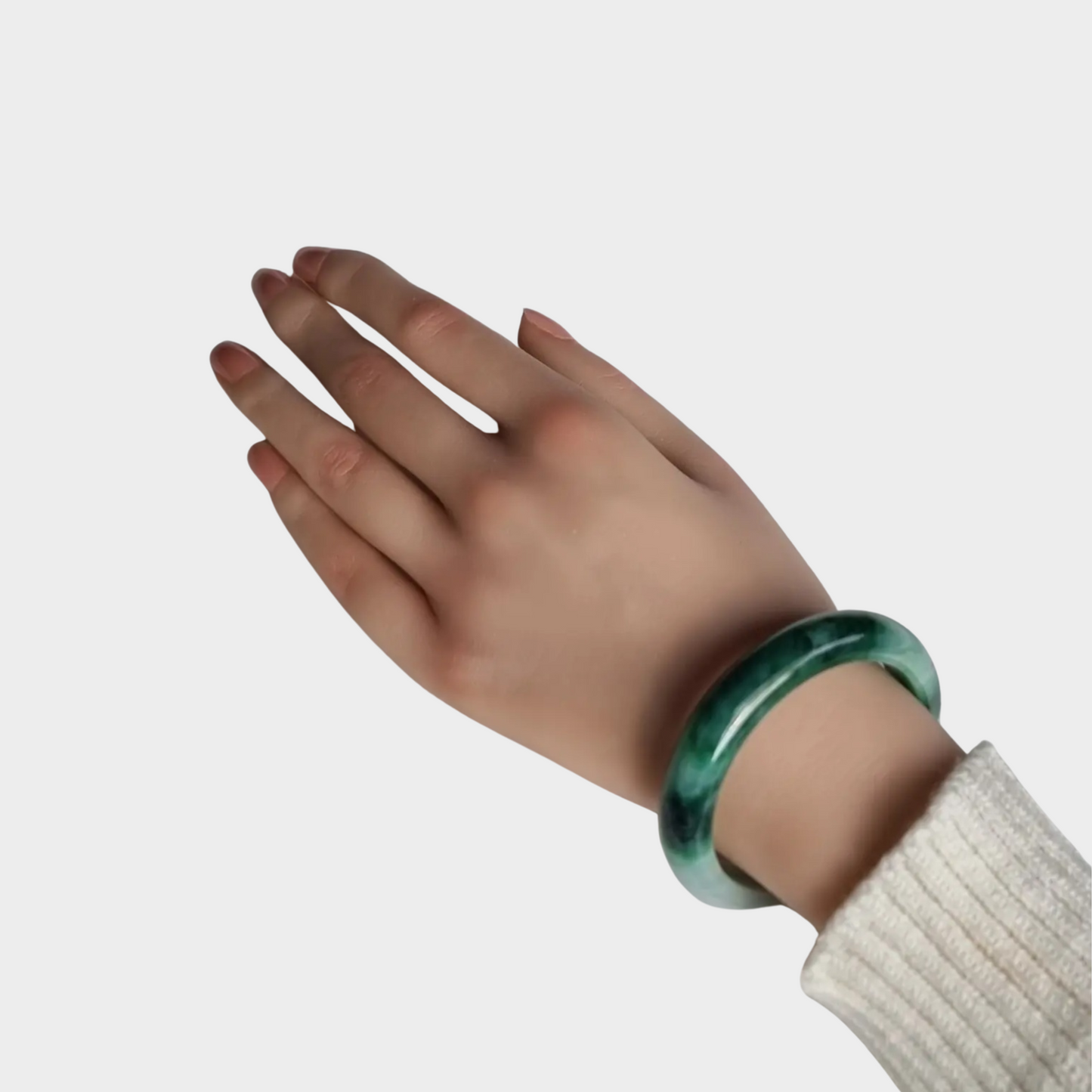 Green Jadeite Jade Bangle - 54mm Half Round
