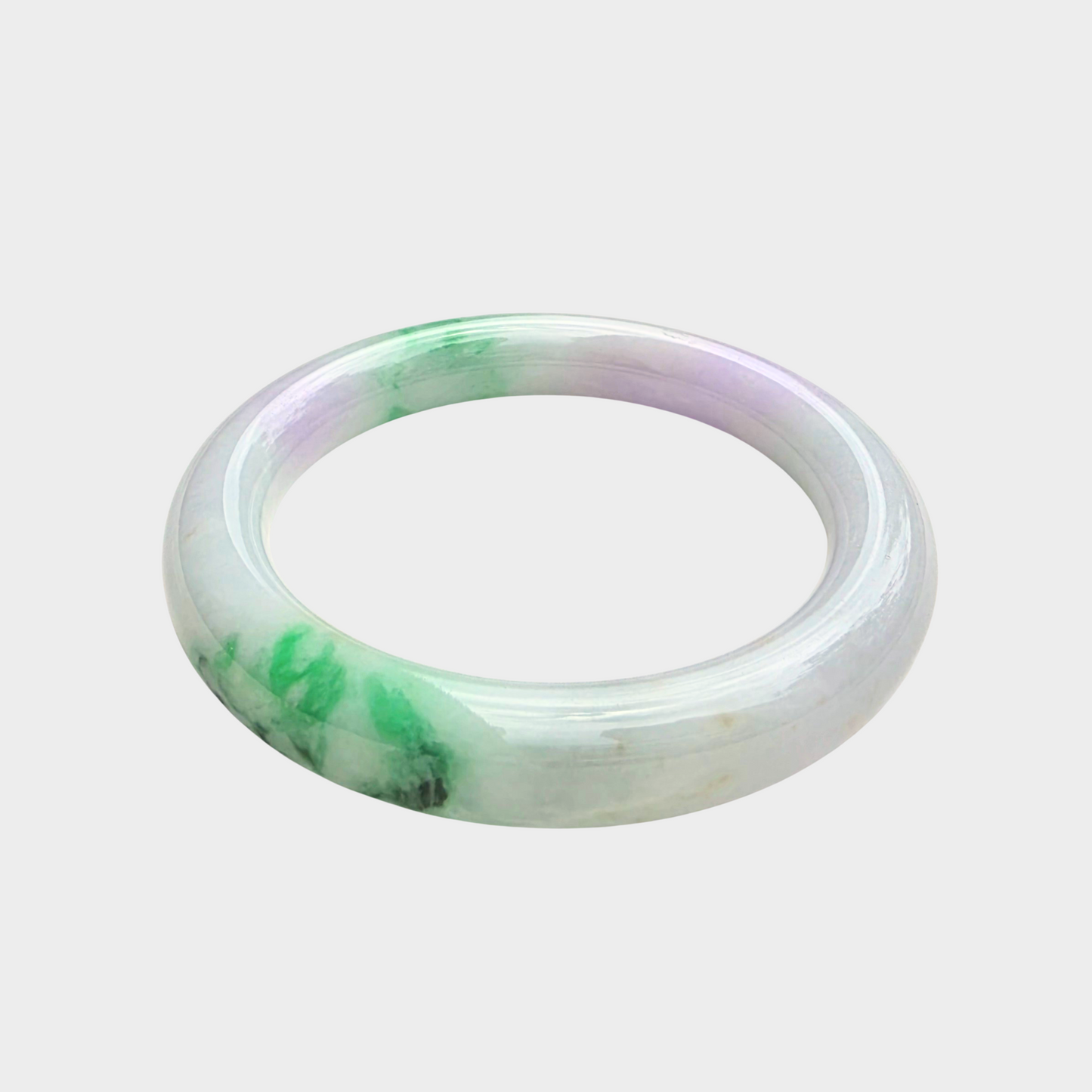 Green and Lavender Jadeite Jade Bangle - 53mm Round