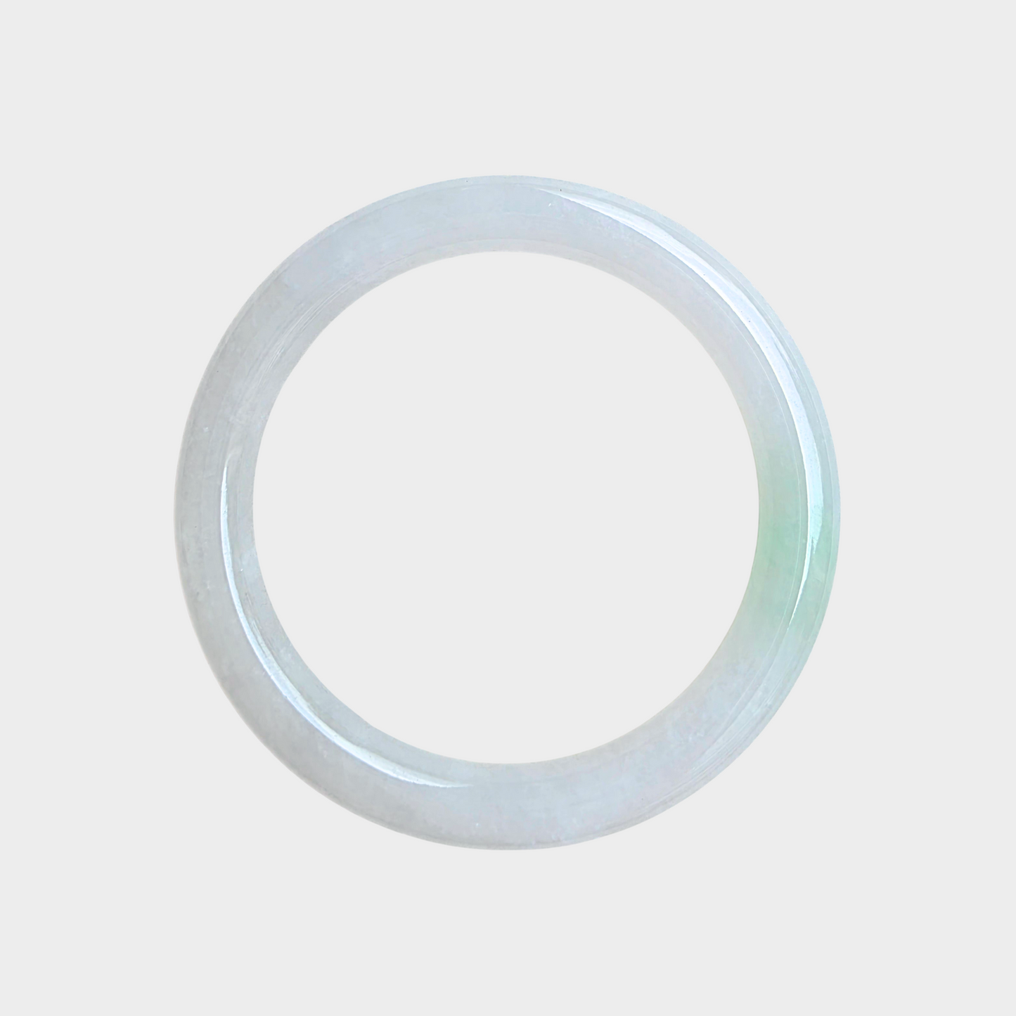 Icy and Green Jadeite Jade Bangle - 54mm Round