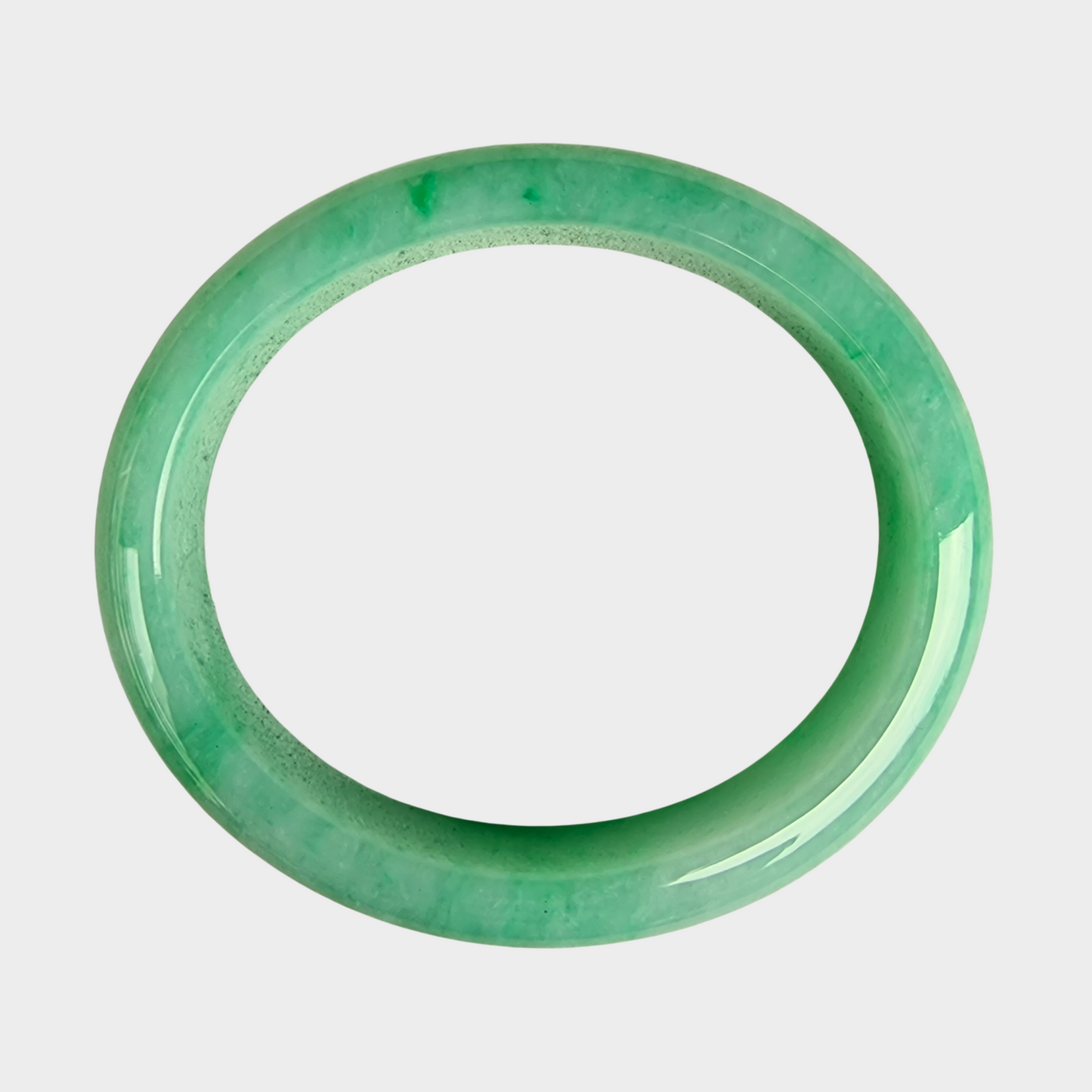 Apple Green Jadeite Jade Bangle - 54mm Oval