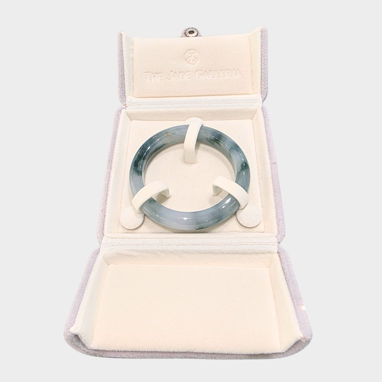 "Floating Flower" Jadeite Jade Bangle - 54mm Half Round