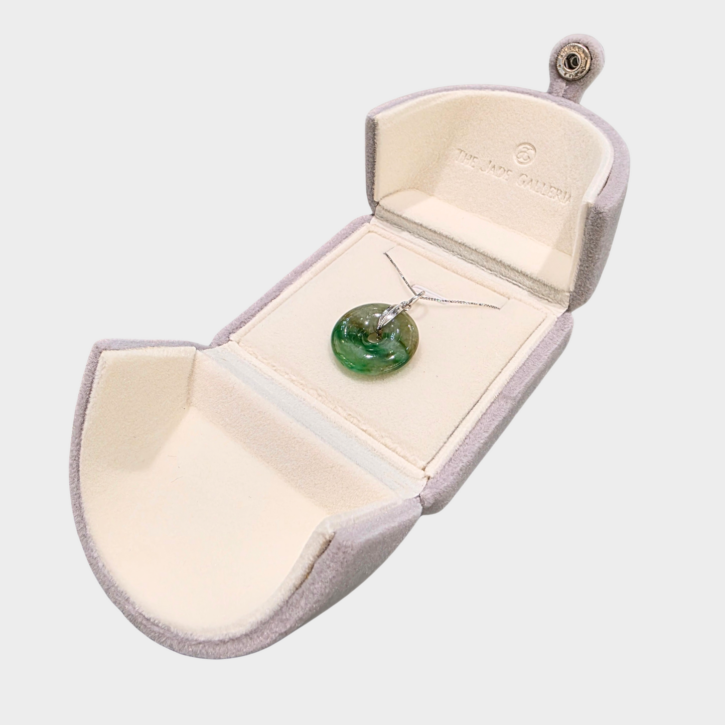 Yellow and Green "Lucky Coin" Jadeite Jade Pendant in White Gold