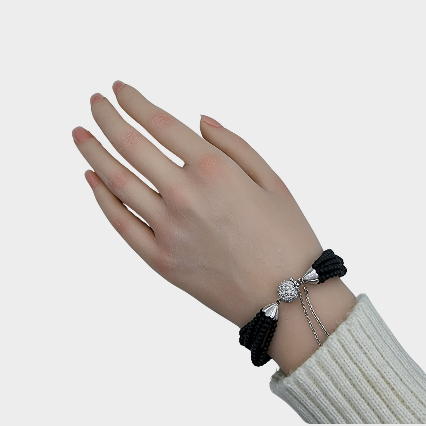 Omphacite Jadeite Jade Beads Bracelet in White Gold with Diamonds