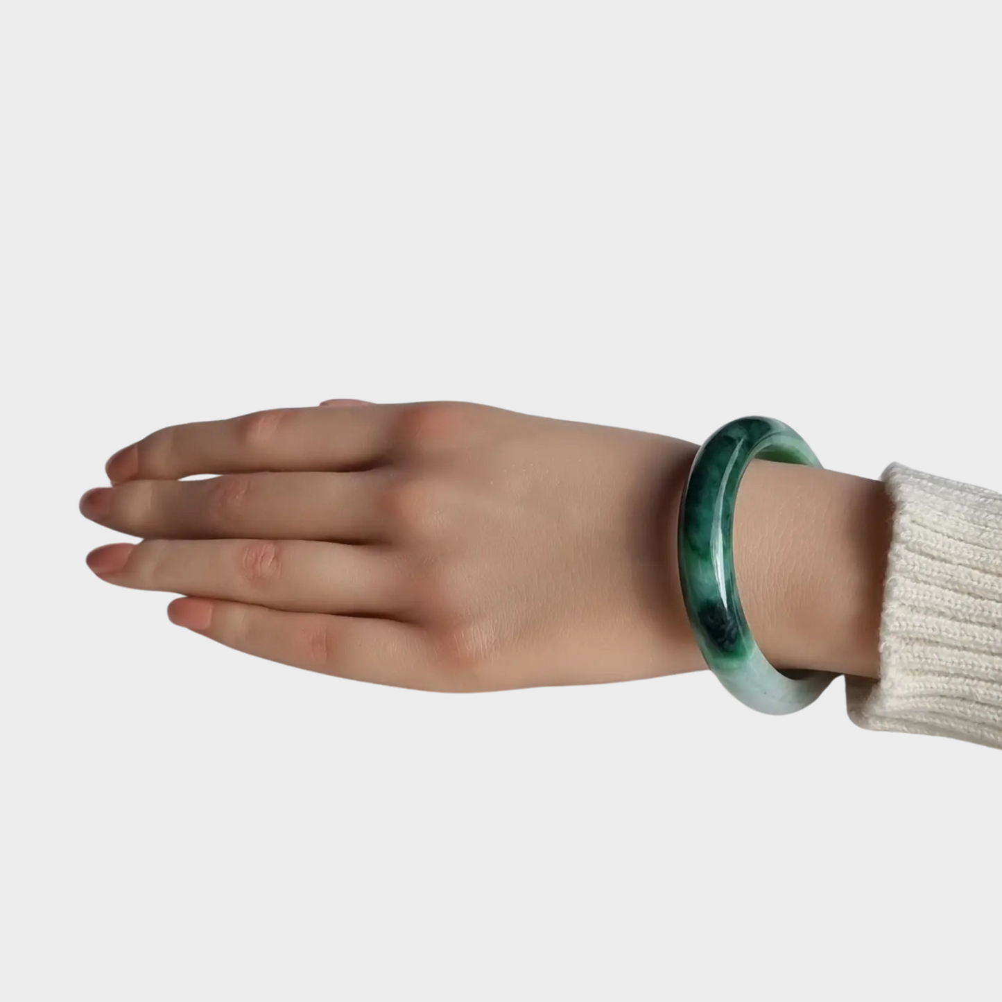 Green Jadeite Jade Bangle - 54mm Half Round