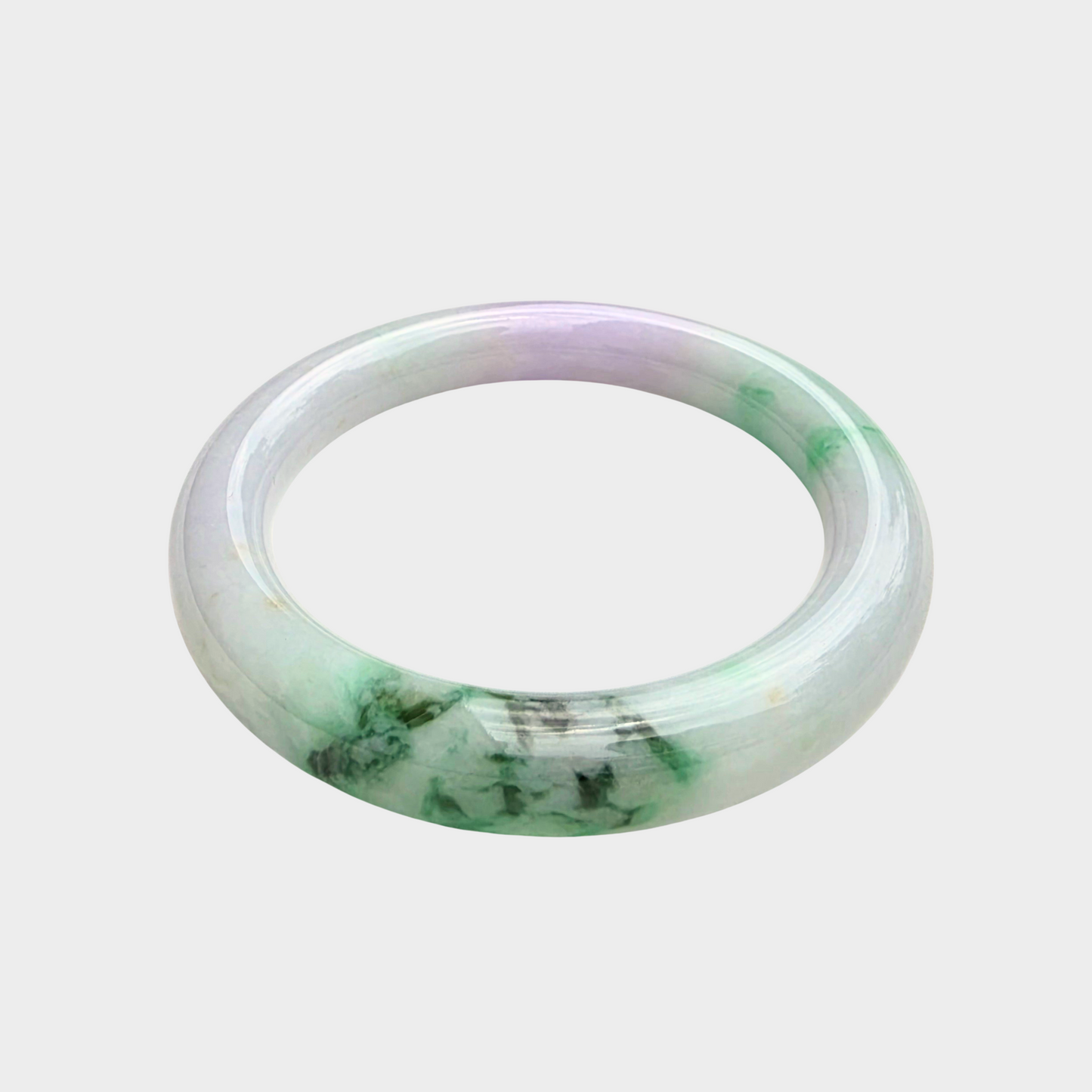 Green and Lavender Jadeite Jade Bangle - 53mm Round