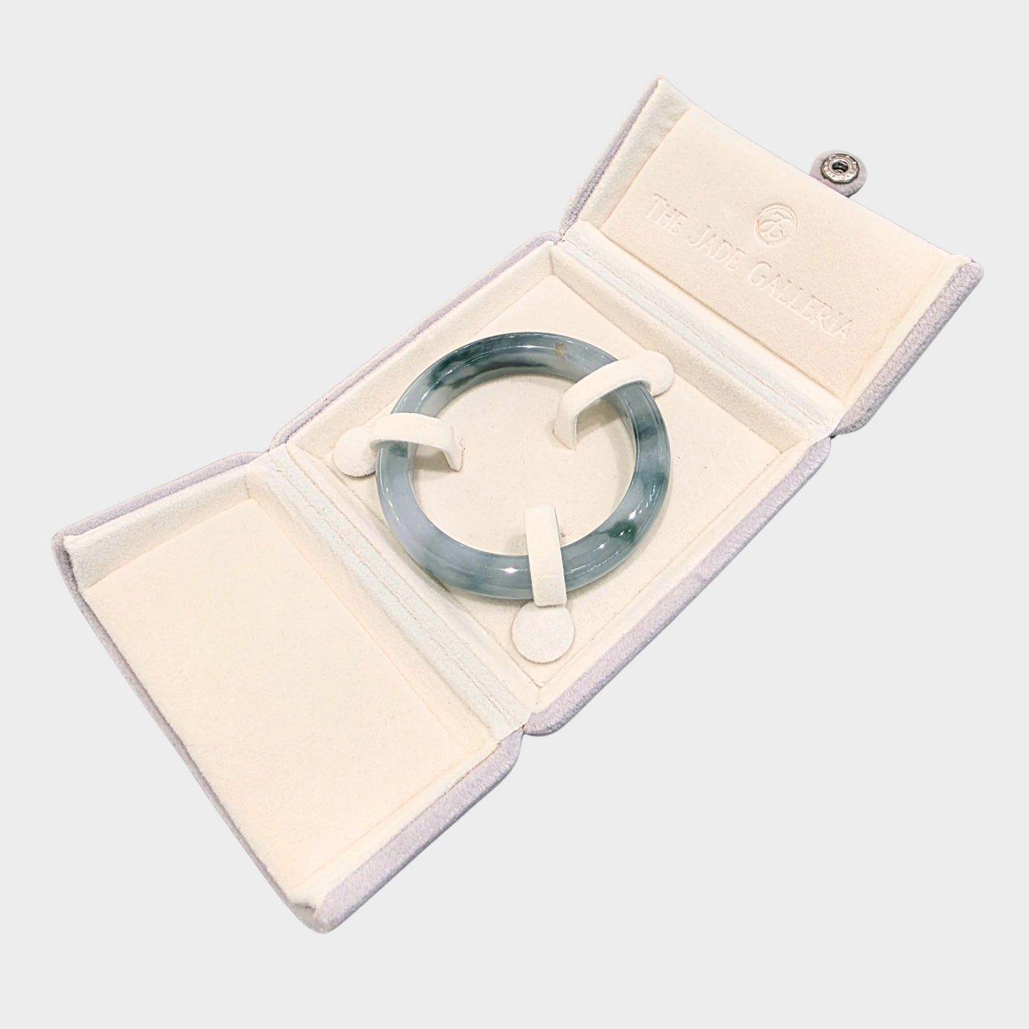 "Floating Flower" Jadeite Jade Bangle - 54mm Half Round