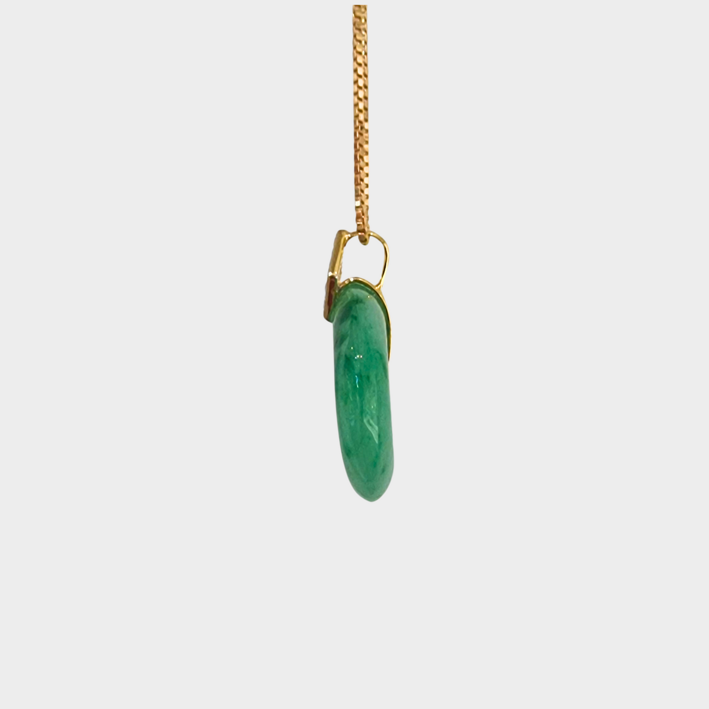 Green "Lucky Coin" Jadeite Jade Pendant in Yellow Gold with Diamonds