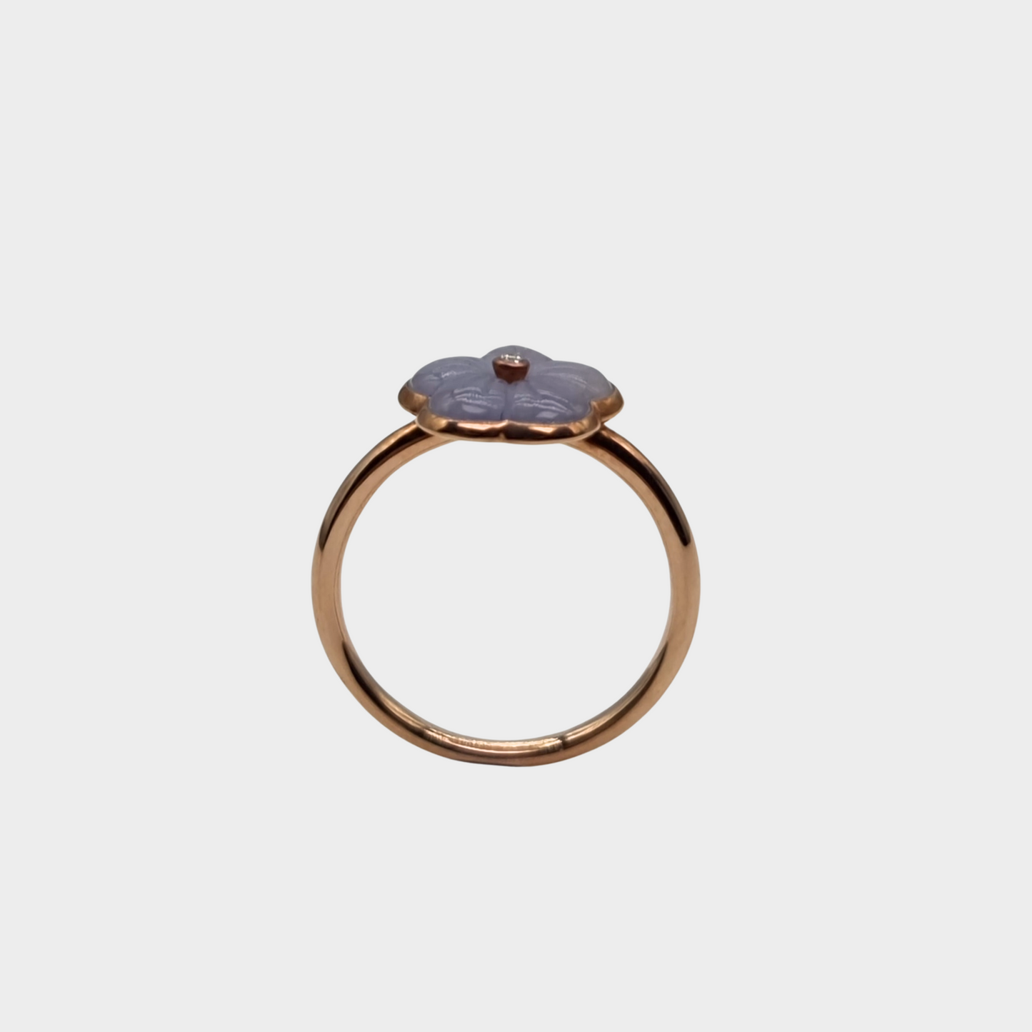 Lavender "Peach Blossom" Jadeite Jade Ring in Rose Gold with Diamond