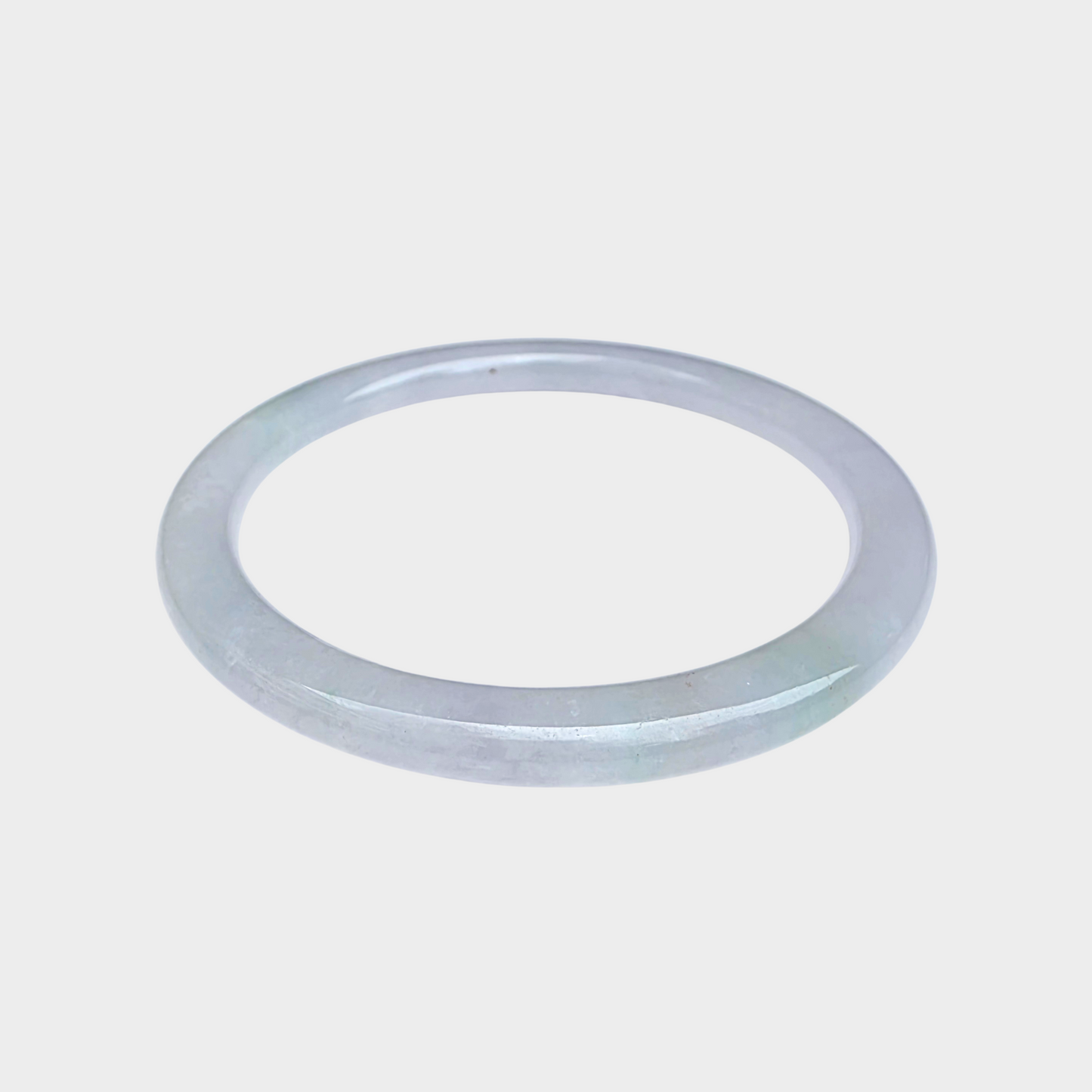 Slim Lavender with Green Jadeite Jade Bangle - 59mm Round