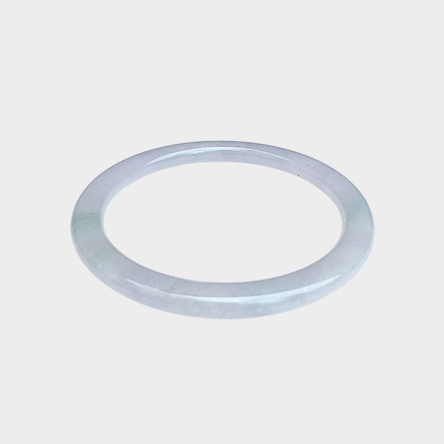 Slim Lavender with Green Jadeite Jade Bangle - 59mm Round