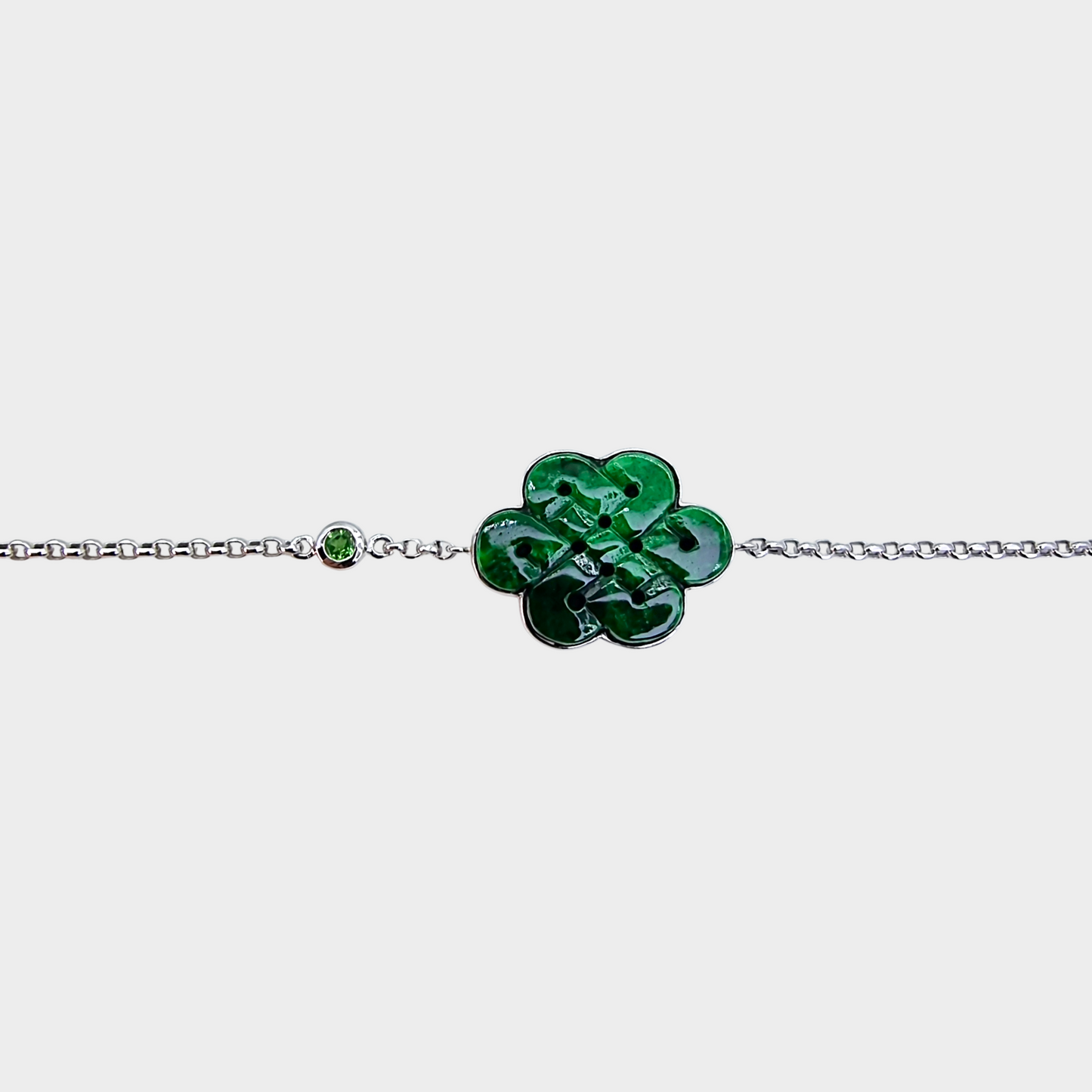 "Mystic Knot" Jadeite Jade Bracelet in White Gold