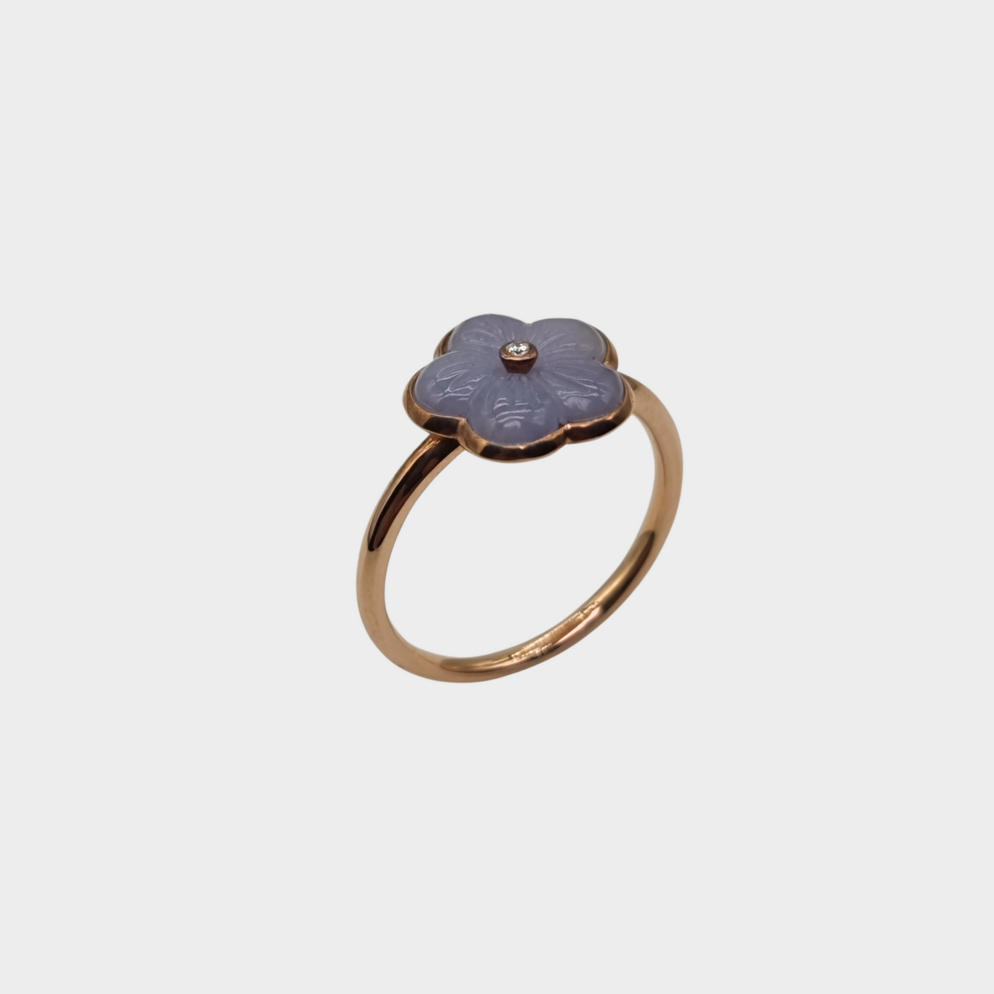 Lavender "Peach Blossom" Jadeite Jade Ring in Rose Gold with Diamond