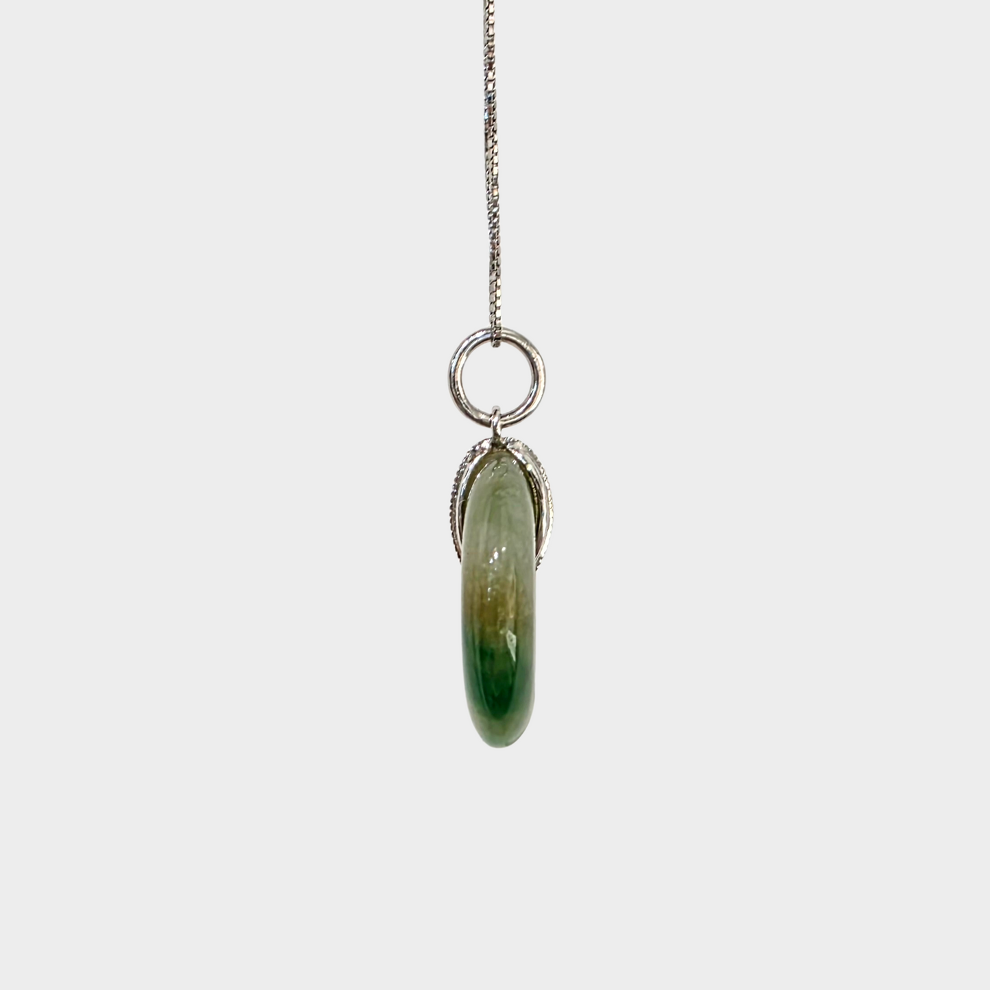 Yellow and Green "Lucky Coin" Jadeite Jade Pendant in White Gold