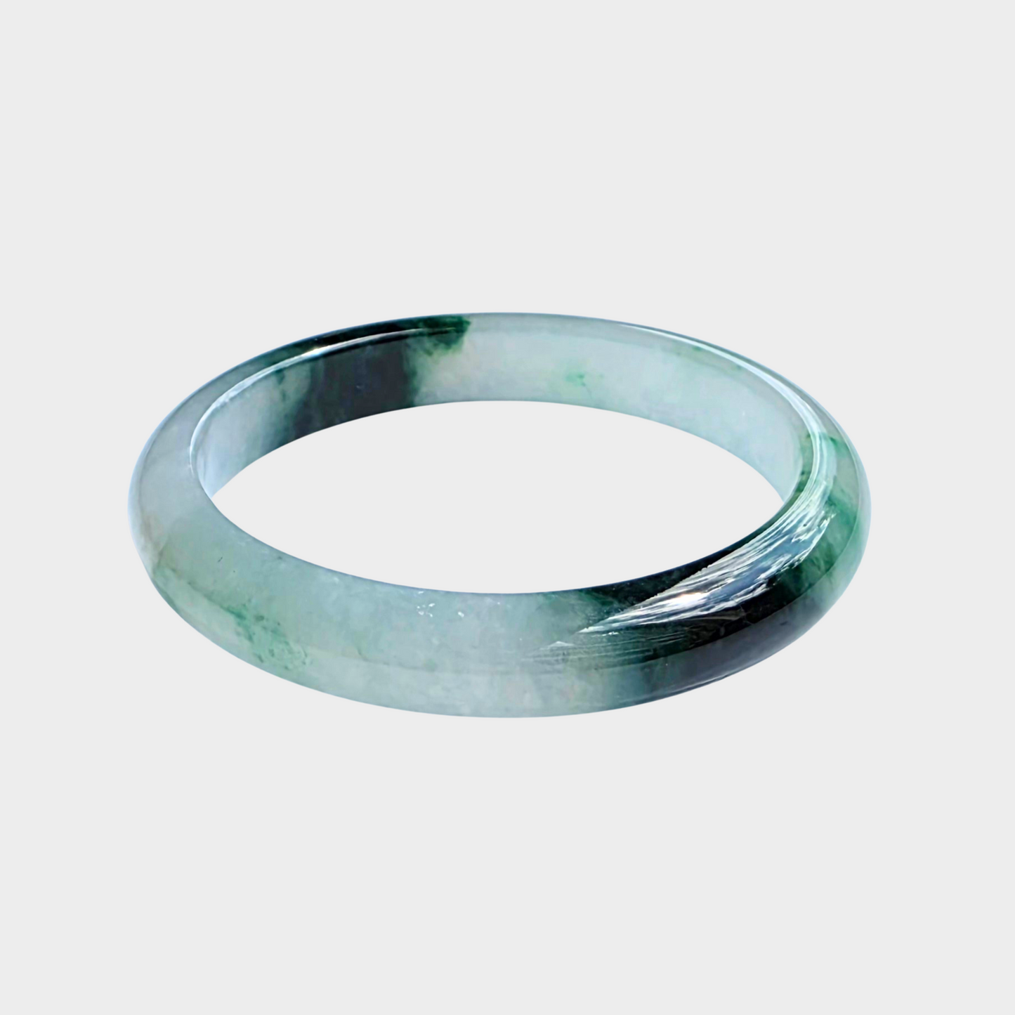 "Floating Flower" Jadeite Jade Bangle - 54mm Oval