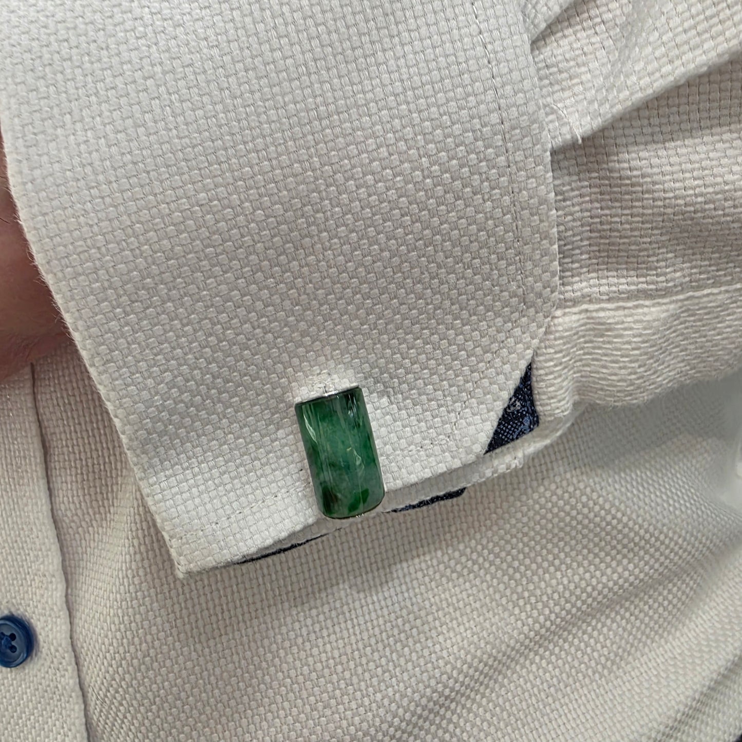 Jadeite Jade Cufflinks in White Gold