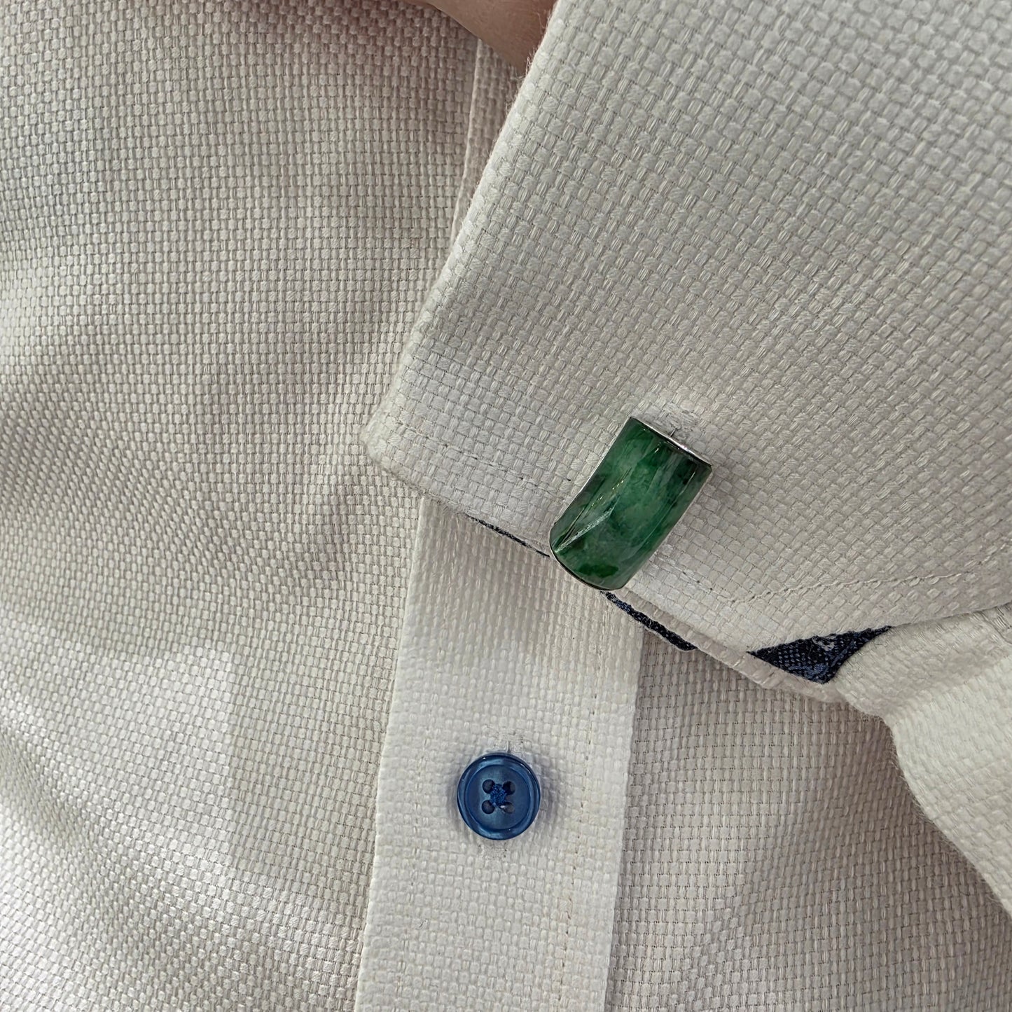 Jadeite Jade Cufflinks in White Gold