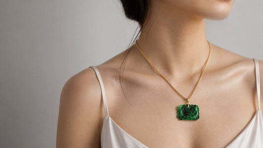 a woman wearing a jadeit jade necklace from Jade Galleria