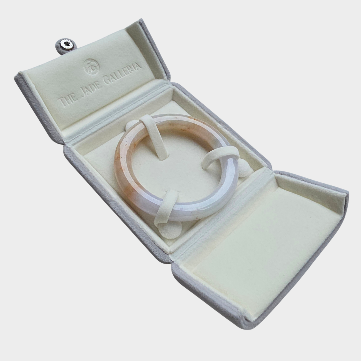 Orange and White Jadeite Jade Bangle - 58mm Round