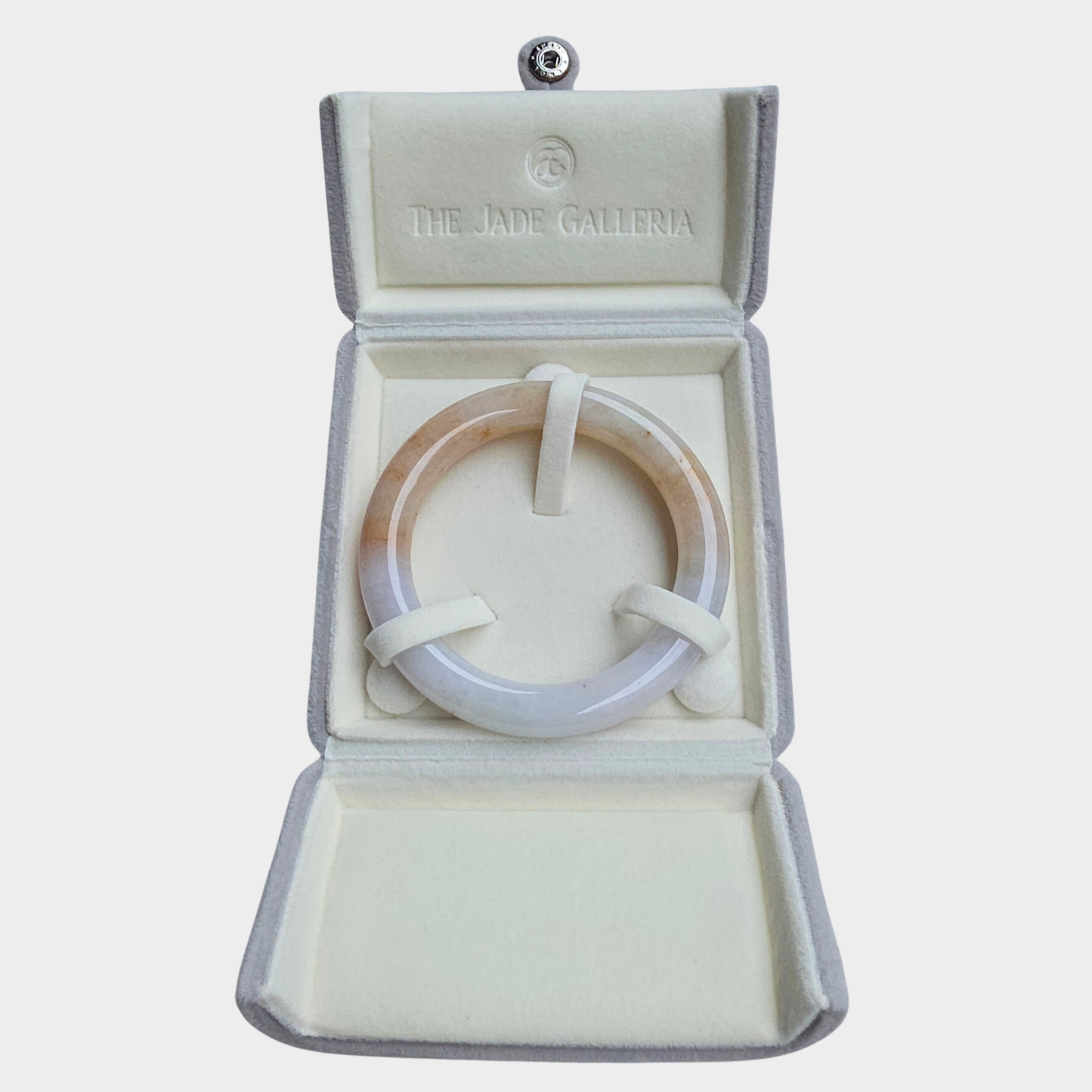 Orange and White Jadeite Jade Bangle - 58mm Round