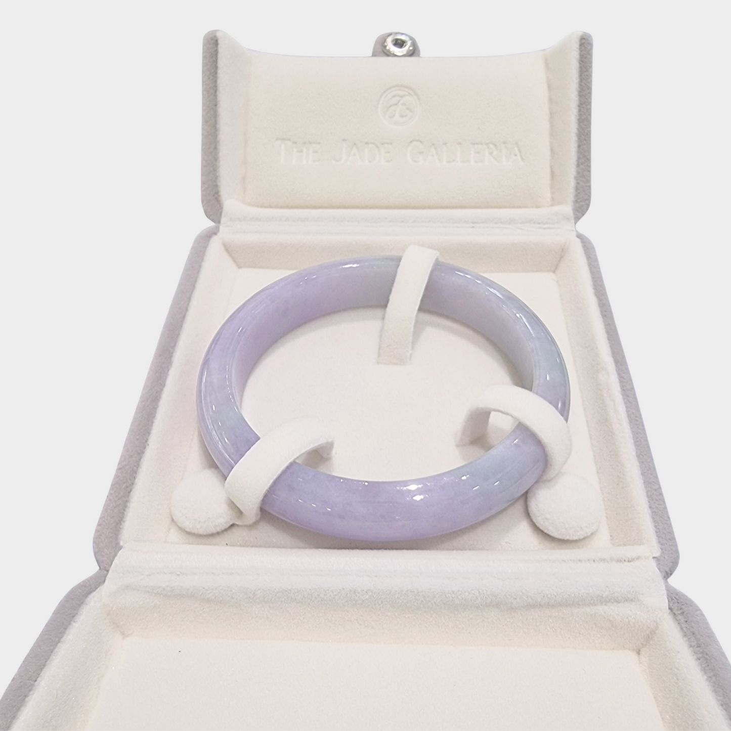 Lavender Jadeite Jade Bangle - 60mm Half Round