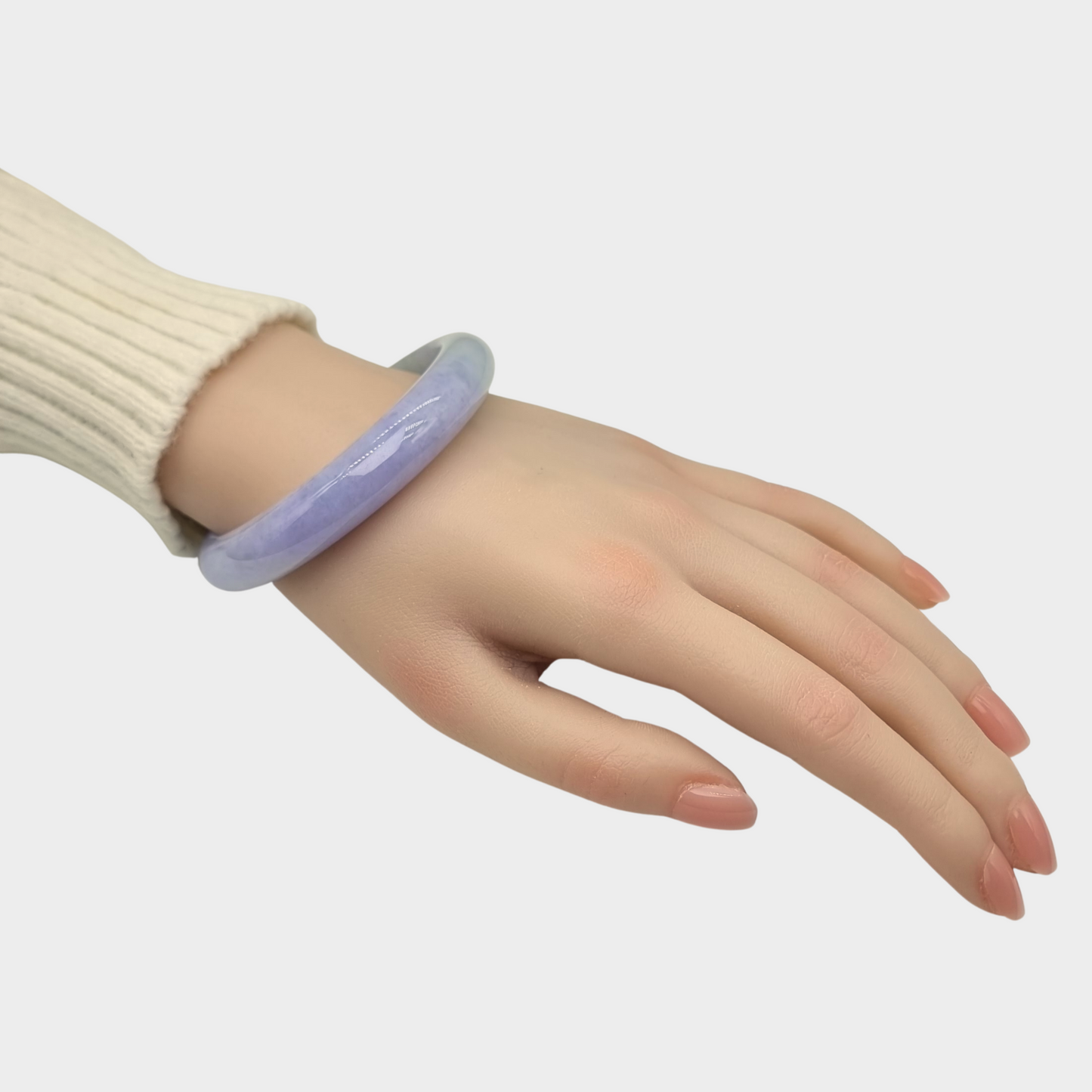 Lavender Jadeite Jade Bangle - 60mm Half Round
