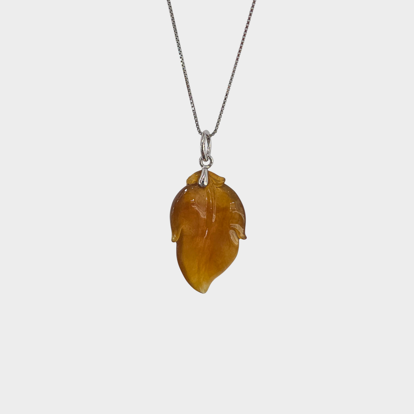 Jadeite Jade "Leaf" Pendant in White Gold