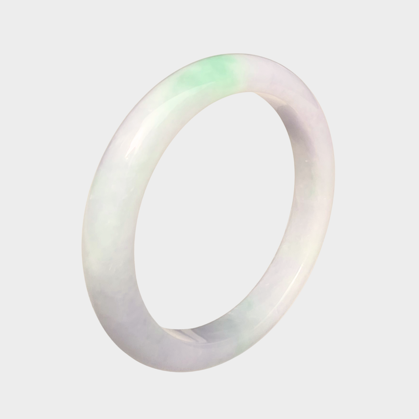 Lavender and Green Jadeite Jade Bangle - 63mm Half Round