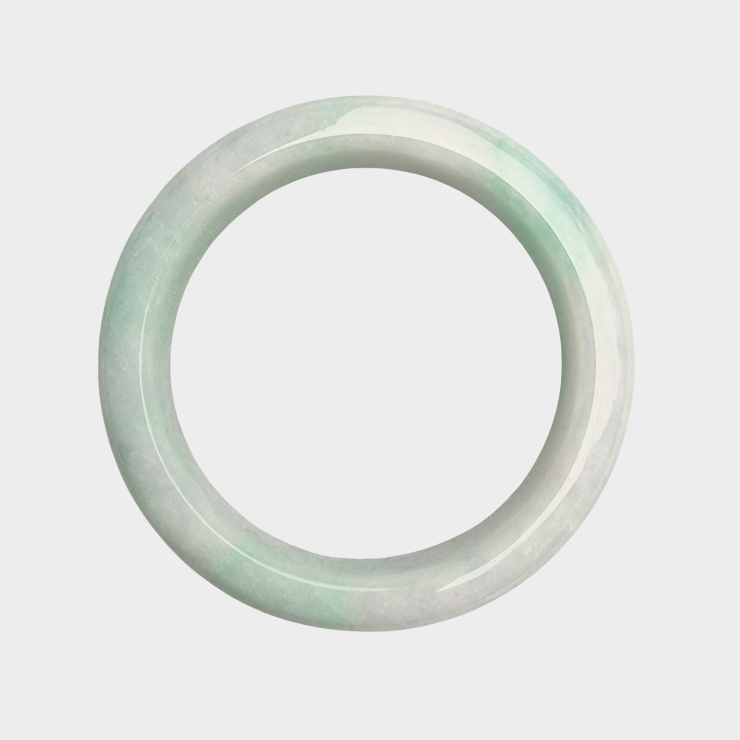 Green and White Jadeite Jade Bangle - 57mm Half Round
