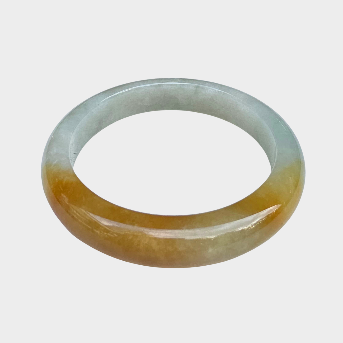 Golden Yellow Jadeite Jade Bangle - 57mm Flat