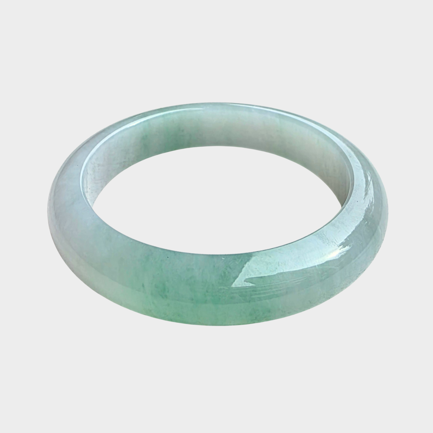 Green Jadeite Jade Bangle - 56mm Half Round