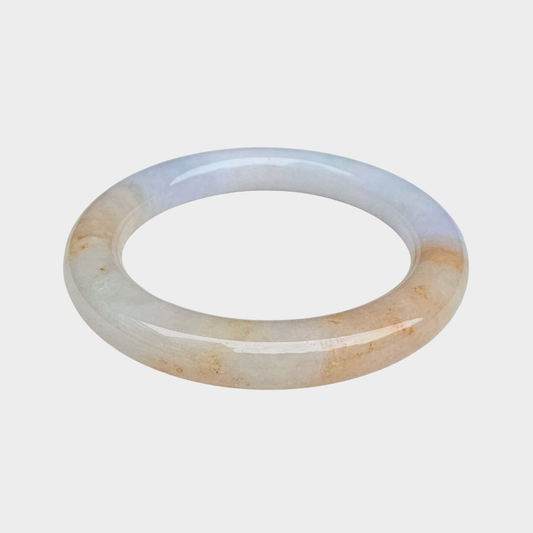 Orange and White Jadeite Jade Bangle - 58mm Round