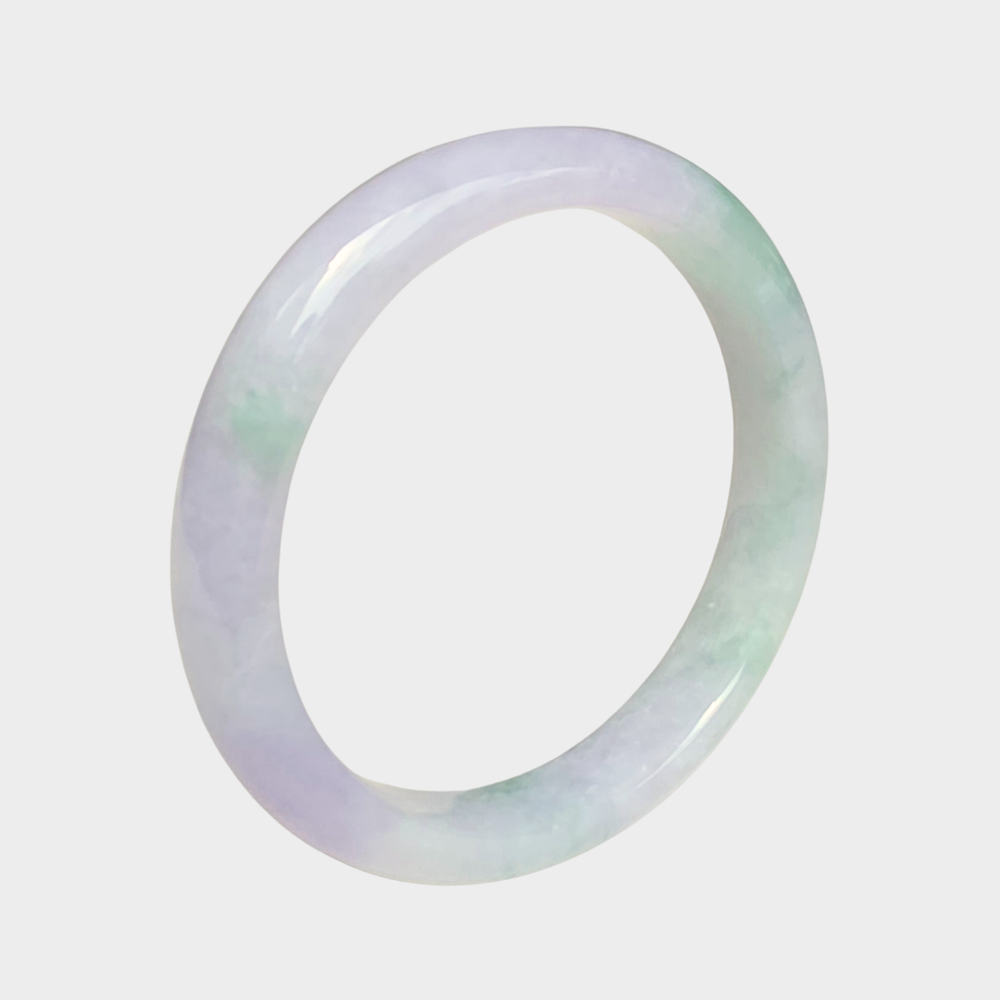 Lavender and Green Jadeite Jade Bangle - 57mm Flat