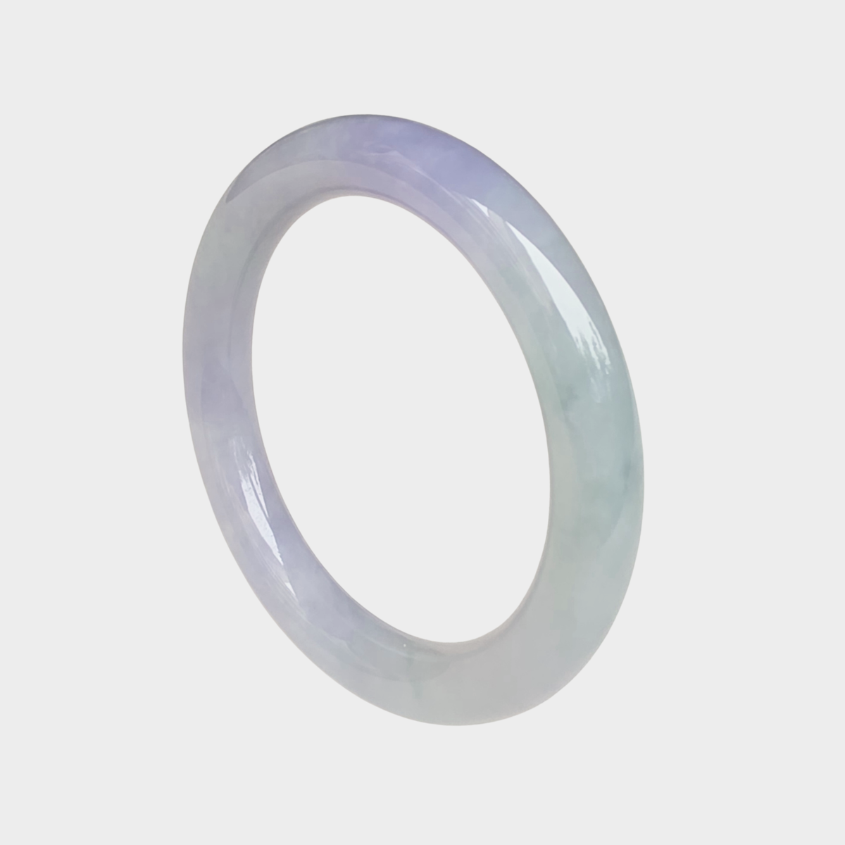 Lavender with Green Jadeite Jade Bangle - 55mm Round