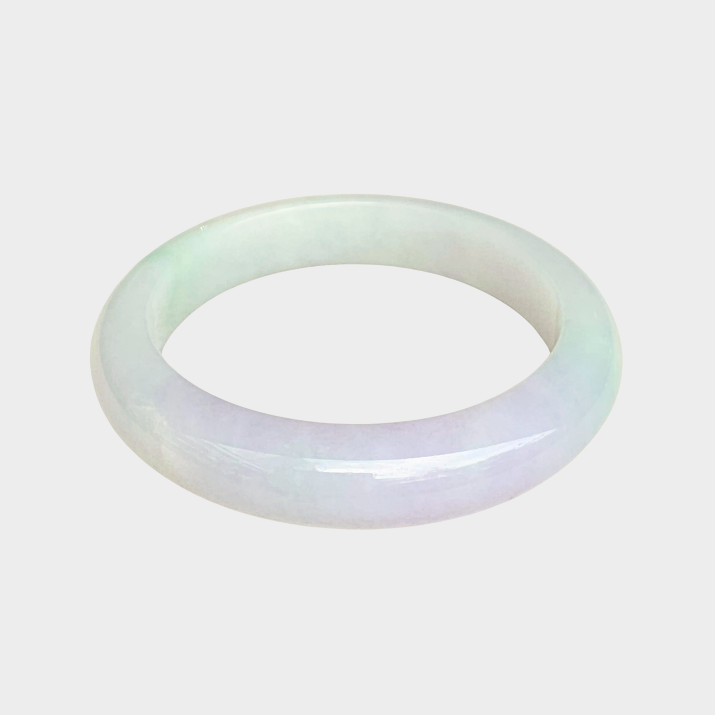 Light Lavender and Green Jadeite Jade Bangle - 58mm Half Round