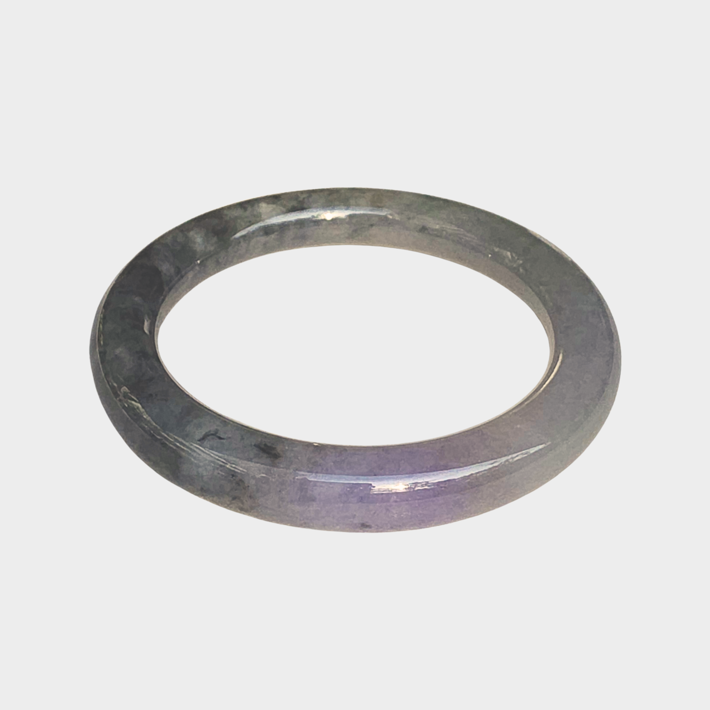 Black "Wuji" with Lavender Jadeite Jade Bangle - 56mm Round