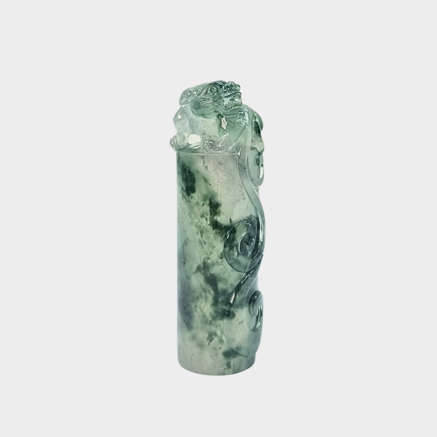 Icy "Dragon Seal" Jadeite Jade Ornament