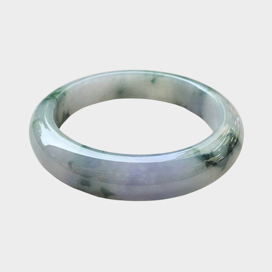 "Floating Flower" with Lavender Jadeite Jade Bangle - 57mm Half Round