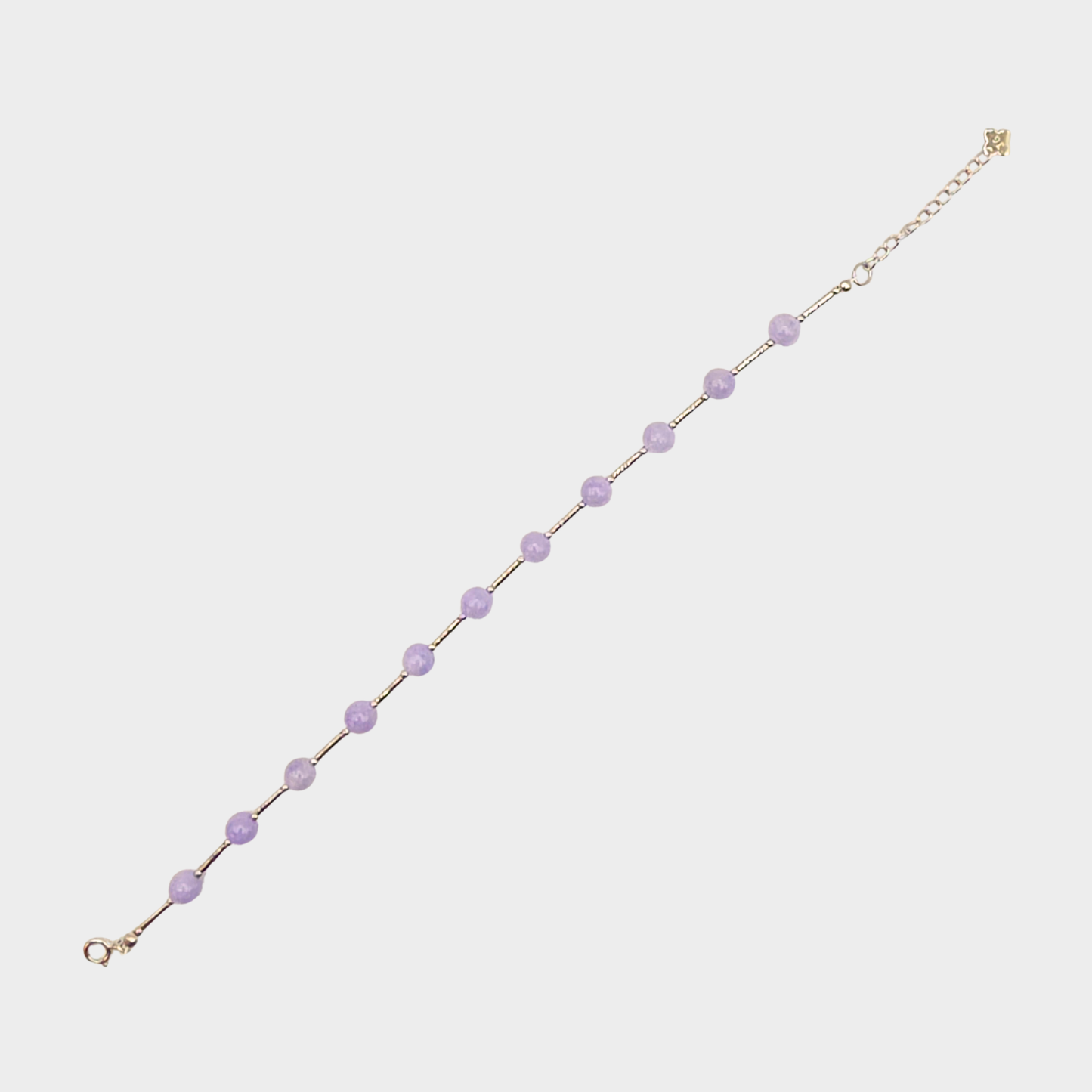 [Purple Dewdrops] Jadeite Jade Beads Bracelet in White Gold
