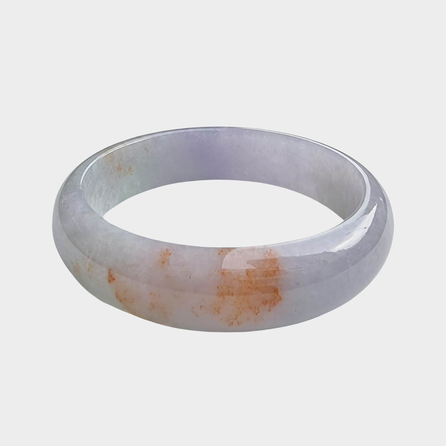 Lavender with Red Jadeite Jade Bangle - 58mm Half Round