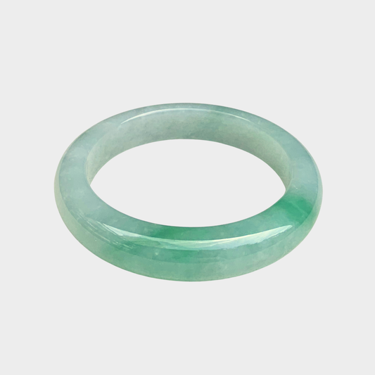 Green Jadeite Jade Bangle - 53mm Flat
