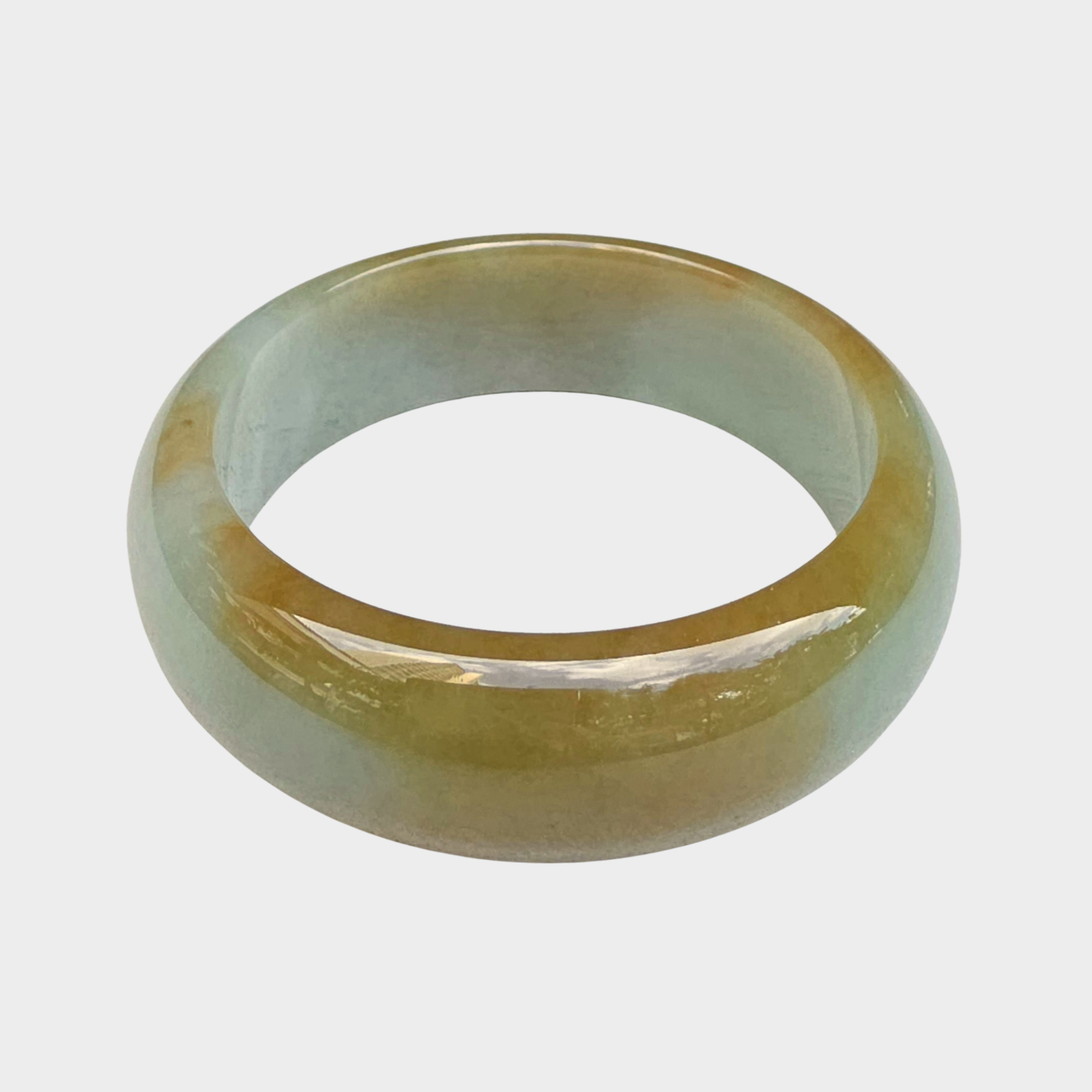 Yellow Jadeite Jade Bangle - 57mm Half Round