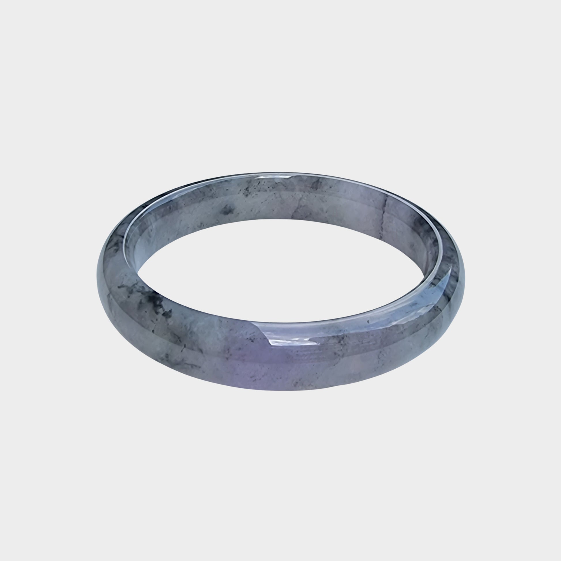 Icy Black and Lavender Jadeite Jade Bangle 53mm Half Round