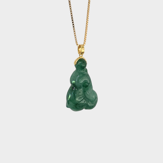 Jadeite Jade "Ruyi" Pendant in Yellow Gold