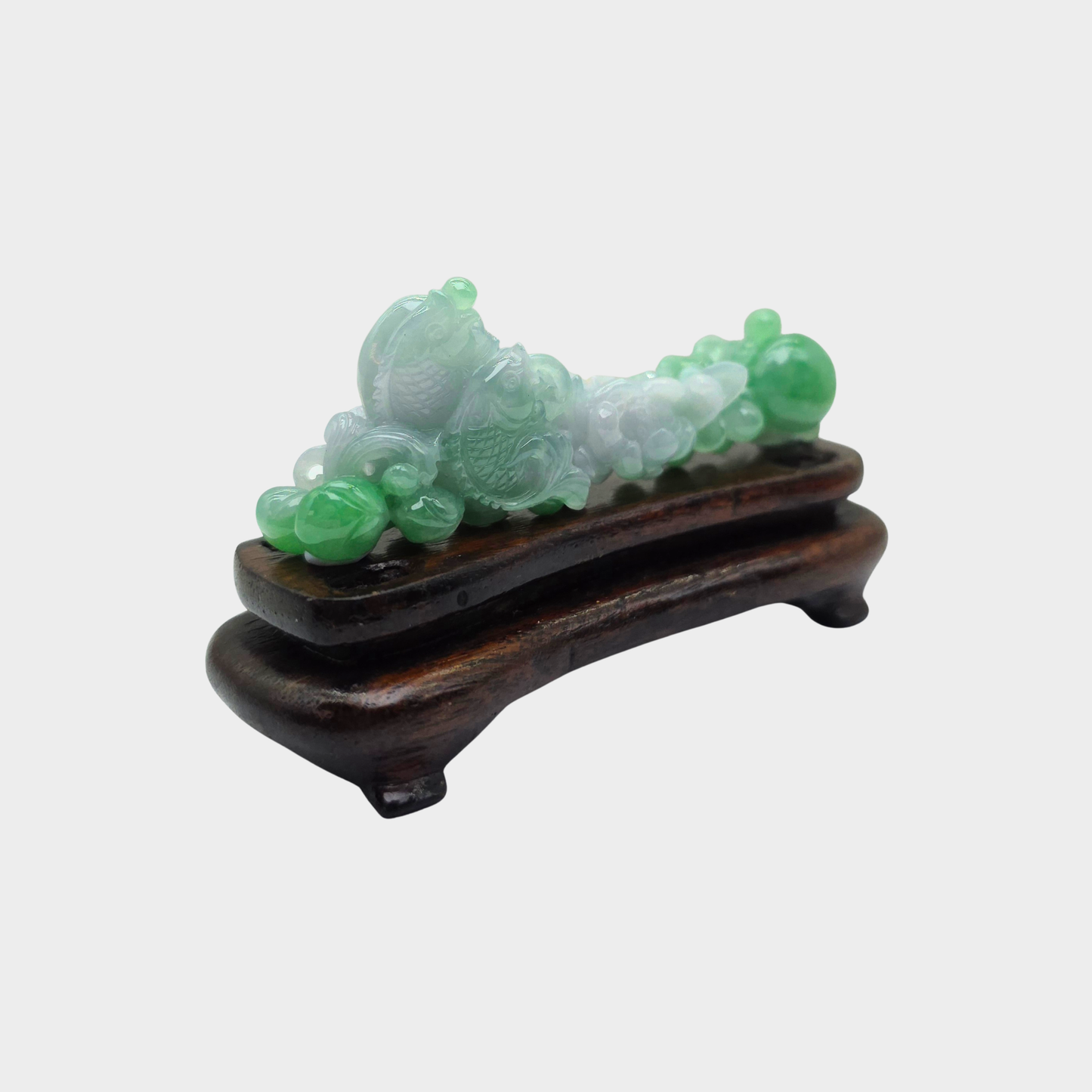 "Fishes & Lotus" Jadeite Jade Display