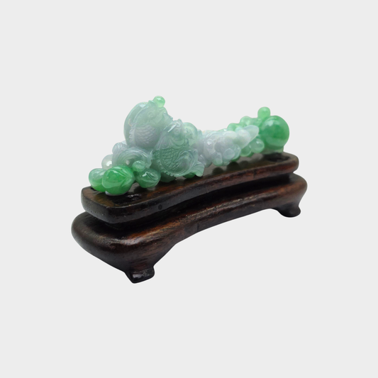 "Fishes & Lotus" Jadeite Jade Display