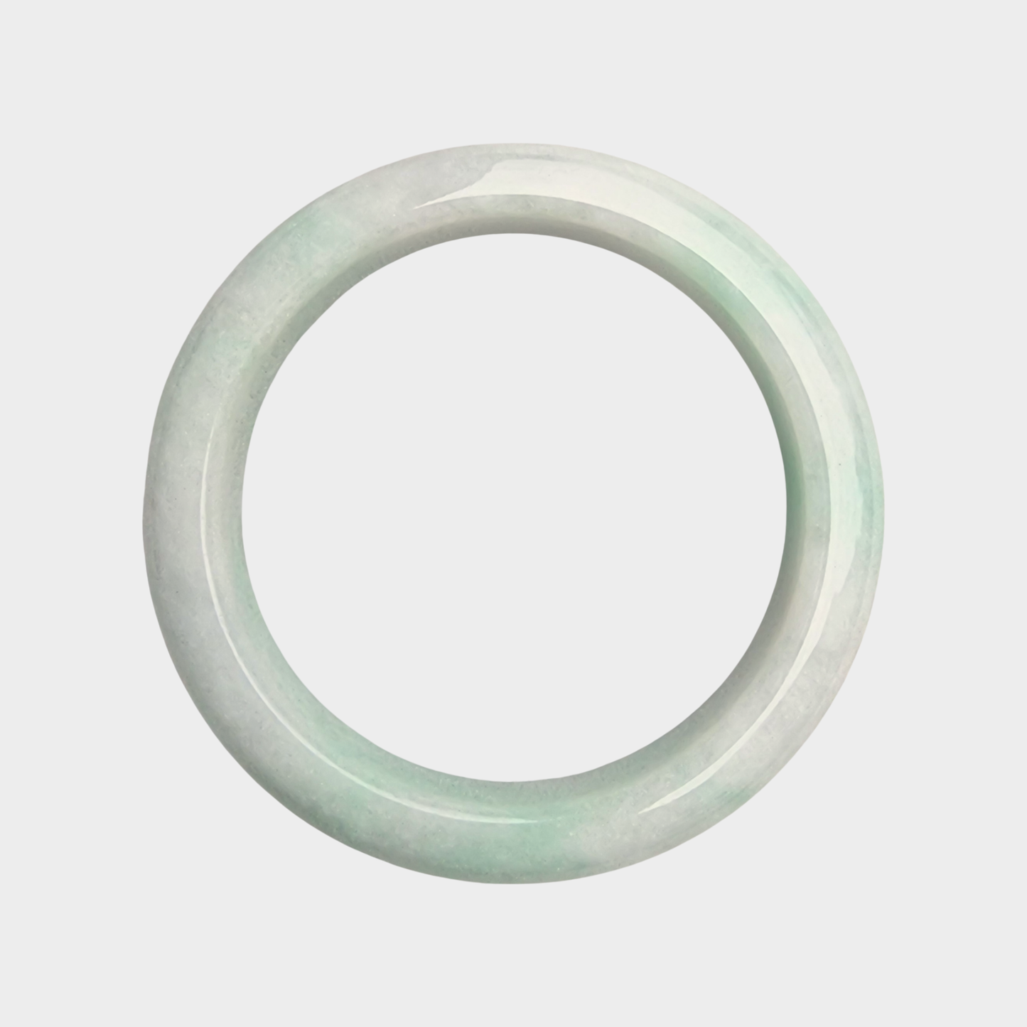 Green and White Jadeite Jade Bangle - 57mm Half Round