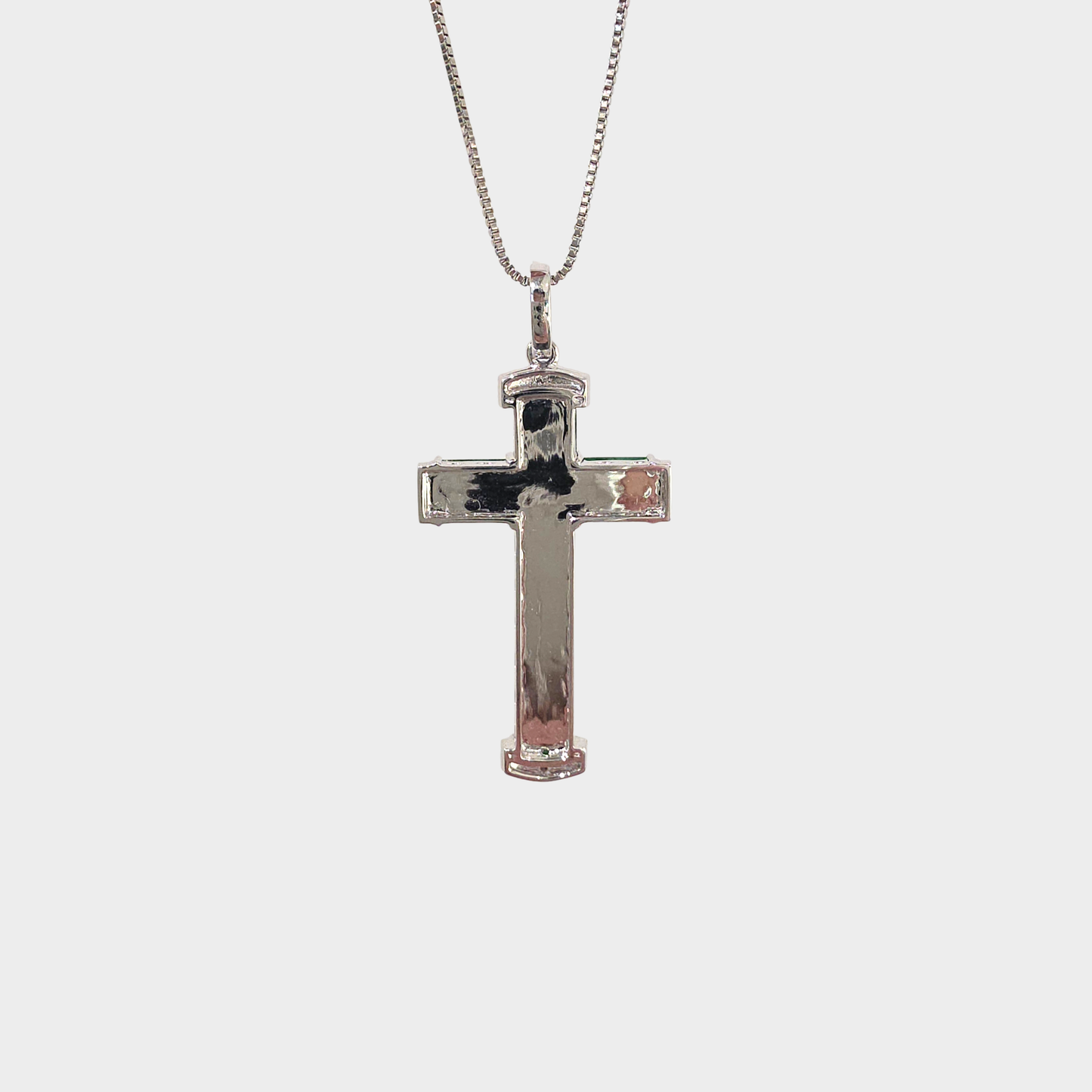 Jadeite Jade "Cross" Pendant in White Gold with Diamonds