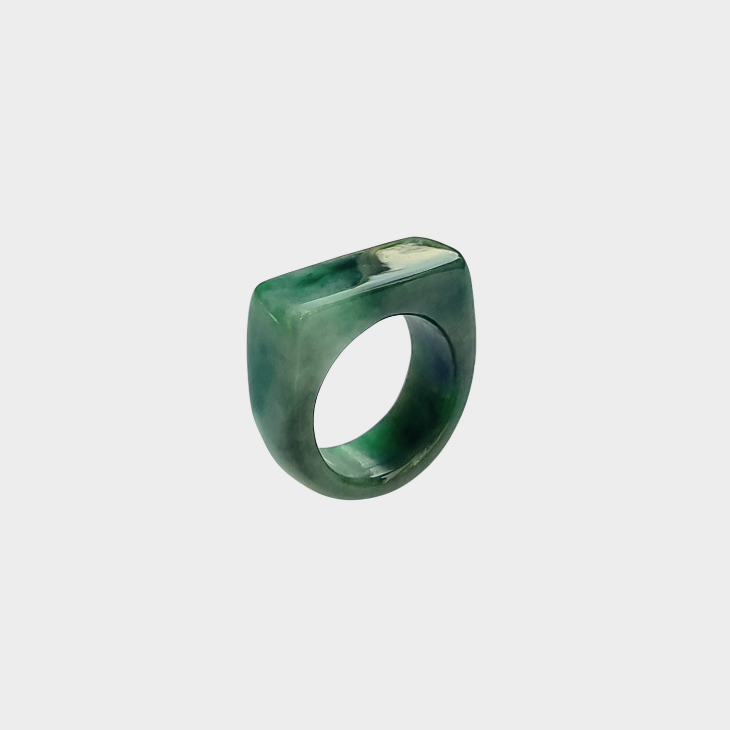 Green Jadeite Jade Saddle Ring
